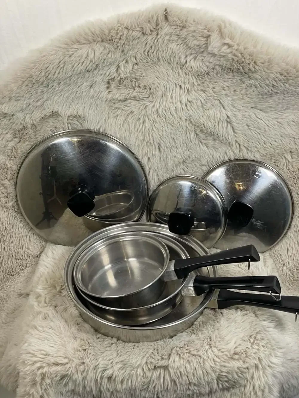 Vintage Fashion Manor J.C. Penney Stainless Steel Pot/Pan Set w/Lids - 6 Piece